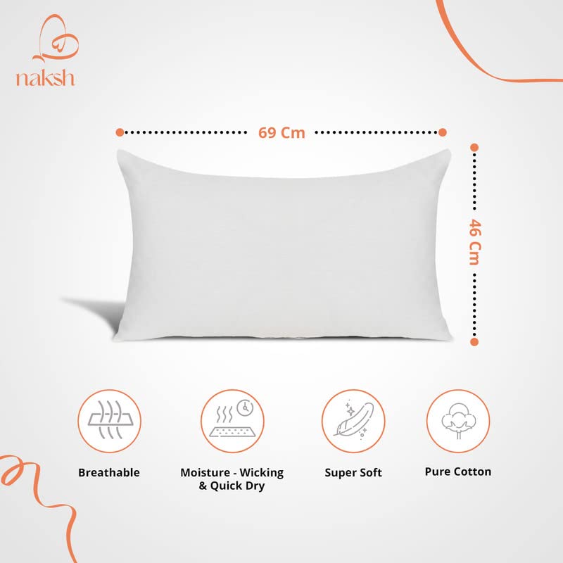 Image of NAKSH Cotton 210 TC Plain Pillow Covers Set of 2, Ivory-White Pillow Cover |Sleep Pillow Covers (18 x 27 in)|Soft Pillows Covers Cotton for Big Pillows