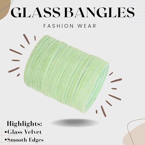 Image of NMII Glass Velvet Bangles Set For Women and Girls | Plain Glass Bangles | Velvet Chudi | Simple Bangles For Women | Stylish Glass Bangles- Set of 24