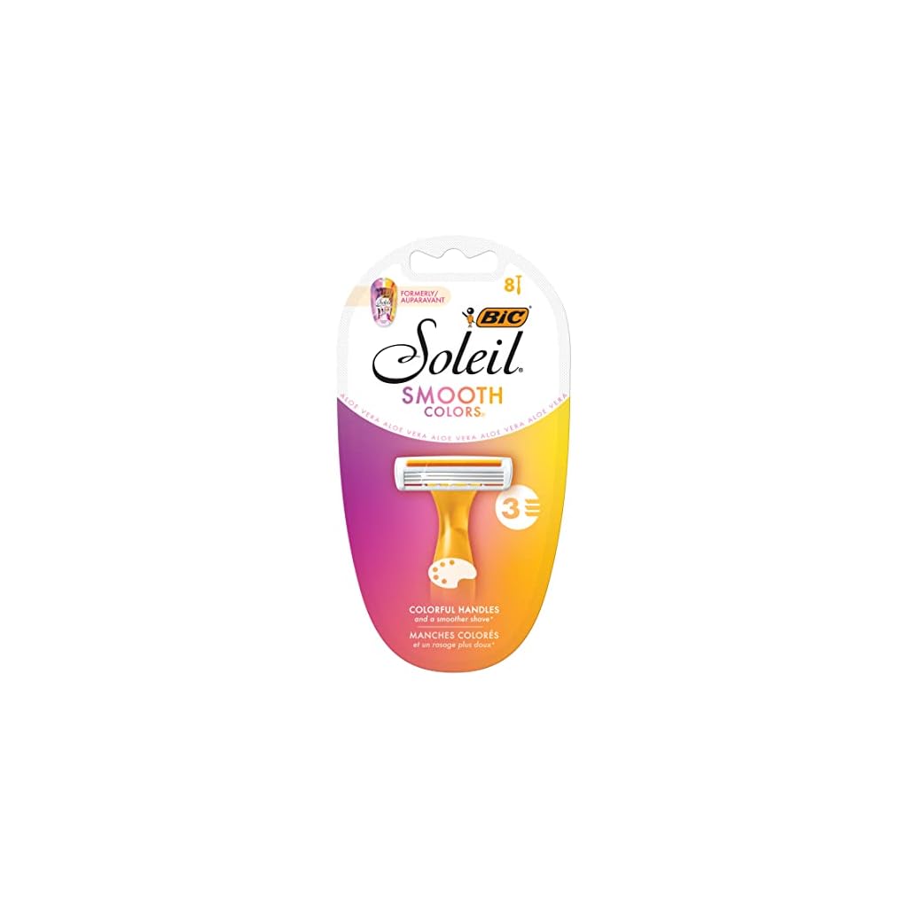 BIC-Soleil-SMOOTH-COLORS-Disposable-Razors-for-Women-Sensitive-Skin-Razor-With-Aloe-Vera-and-Vitamin-E-Lubricating-Strip-and-3-Blades-8-Piece-Razor-Set