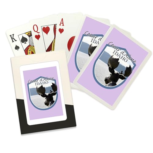 Baraja de poker con estatua Mudgy y Millie Coeur d'Alene Idaho