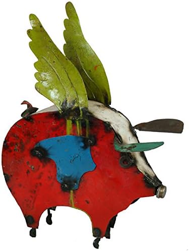 BLACK FOREST DECOR Reclaimed Metal Flying Pig, Decorative Accent, 11" W x 15" D x 18" H