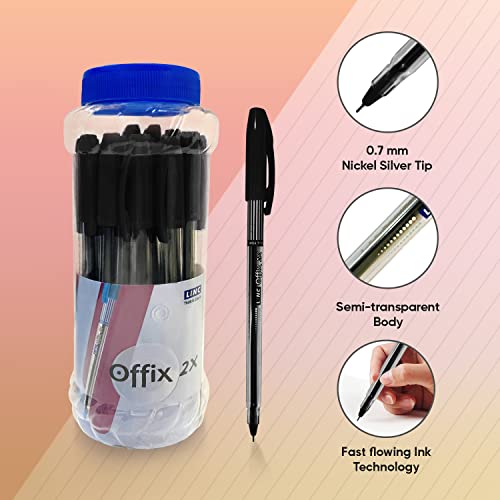 Image of Linc Ocean Classic Gel Pen, Black, 25 pcs & Linc Offix 2X Lightweight Ball Pen Jar