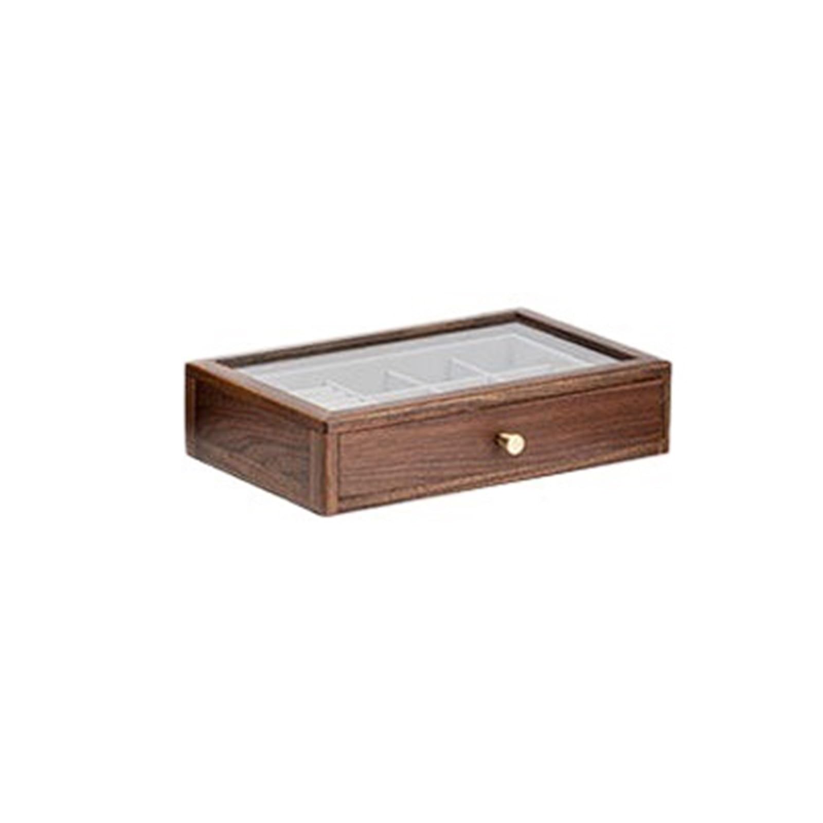 Kx9Lb8d Jewelry Chest Vintage Exquisite And Transparent Jewelry Organizer Black Walnut Box With Drawers For Rings And Necklaces