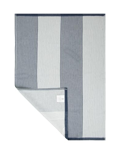 Image of Premium Kitchen Towels 100% Cotton 20 inchx28 inch 6-Pack - Blue | Large 238 GSM yarn dyed flat woven 100% cotton kitchen towel set for lightweight absorbent everyday drying