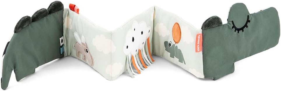 Done by DeerFold-Out Soft Book Croco Green - Baby Activity Toy for Curious Little Minds and Fingers - High Contrast Patterns - Crinkle Baby Toys - Baby Tummy time Toys