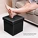 B FSOBEIIALEO Folding Storage Ottoman Cube with Faux Leather for Living Room, Bedroom, Home Office, Dorm Storage Footrest Black 11.8