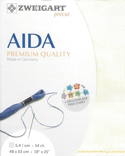 Image of Wizardi Stern-Aida Vintage 14 Count Vintage Cream. Needlework Canvas, Cross-Stitch Fabric, Embroidery Cloth, Needlepoint Canvas. 3706 /1019 Precut Zweigart