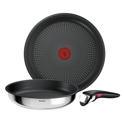 Tefal Ingenio Comfort Max - Juego de 2 Sartenes, Acero inoxidable