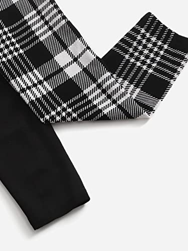 Oyoangle Girl's 2 Pack Casual Leggings Active Sport Solid Plaid Workout Pants Set Black 11-12Y #TOP2