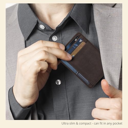 Slim Real Leather RFID Wallet for Men & Women - Dark Brown - Image 6