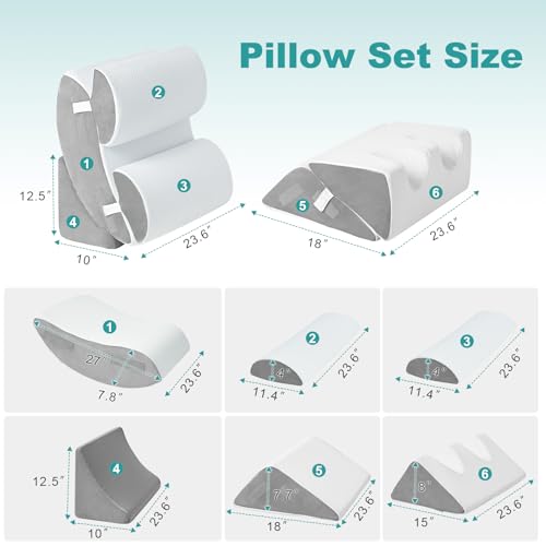 Hansleep 6Pcs Orthopedic Bed Wedge Pillow For Sleeping, Adjustable Post Surgery Pillow Set For Body, Back And Leg Pain Relief, Memory Foam Support Pillows For After Surgery thumb #1