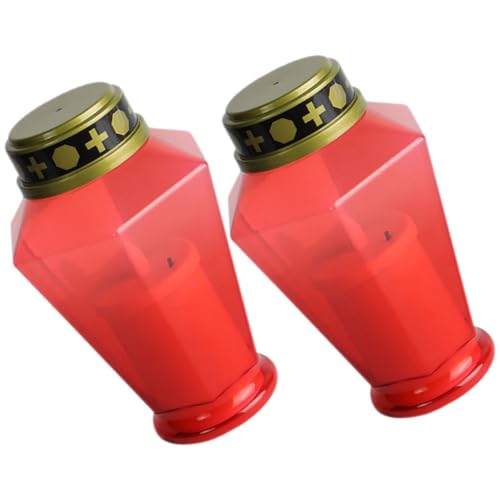 Luz de vela religiosa roja hexagonal Outanaya para exteriores y decoración de cementerio