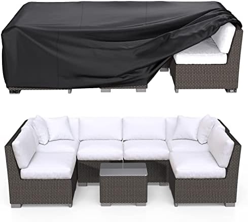 BROSYDA Patio Furniture Covers, Heavy Duty 600D Outdoor Furniture Cover Waterproof, Sectional Sofa Set Covers Table and Chair Set Covers 108" L × 82" W × 28" H