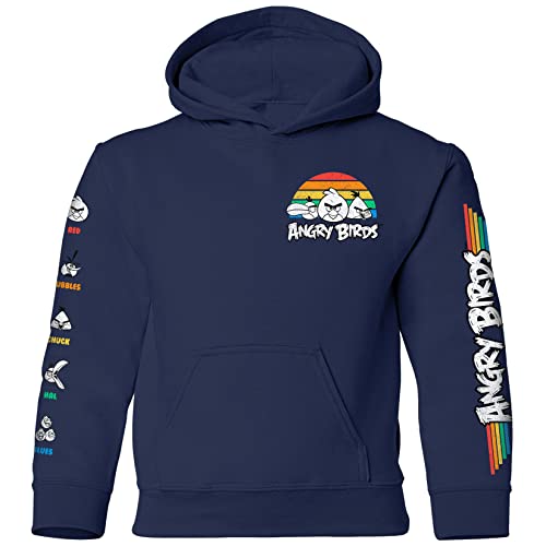 ANGRY BIRDS Official Retro Sun Youth Printed Hooded Fleece Pullover Sweatshirt for Boys, Girls, Unisex