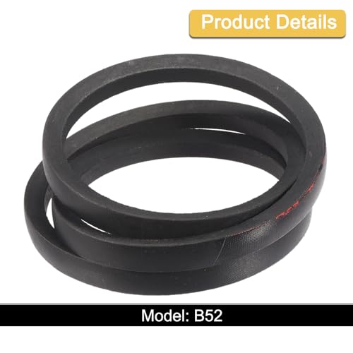 Image of uxcell 3 Pack B52 Classic Wrapped V-Belt, 55 inch Outside Circumference Wrapped Industrial Rubber V-Belt B Profile V-Belt for Industrial Machinery Equipment, Black