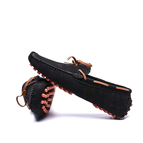 Men's Fashion Driving Loafers Casual Comfort Massage Shock Absorption Personality Lacing Boat Moccasins(Black,10 M US)4