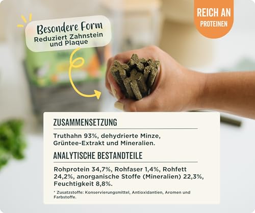Wolf Belly - Dental Sticks Hund Getreidefrei (28 Stück) 93% Pute & Minze | Zahnpflege & Frischer Atem | Beruhigend & Beschäftigend | Leckerer Fleischgeschmack | Proteinreich - Made in Europe