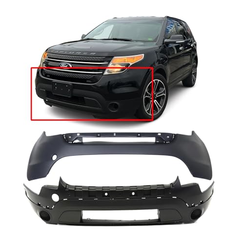 FitParts Compatible With Ford Explorer 2011-2015 Front Bumper Covers Kit. XLT Base Sport, W-O Fog & Park Holes BB5Z17D957APTM BB5Z17D957BB