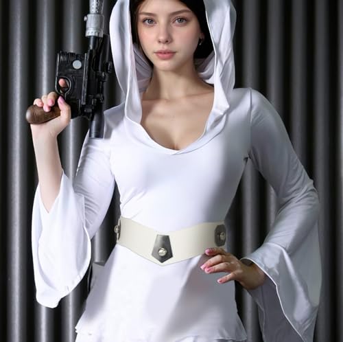 SANSTHS Women Wide Stretch White Belts for Dresses Costume Belt Cosplay Elastic Thick Waist Belt Fashion4