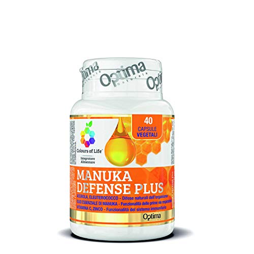 Colours of Life - Manuka Defense Plus - Integratore con Miele e Olio essenziale di Manuka - per la Funzionalità delle Prime Vie Respiratorie, Effetto Balsamico - Vegetariano, 40 Capsule Vegetali