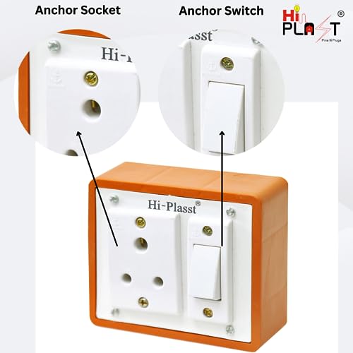 Image of HI-PLASST Multi Outlet Extension Board with Individual Switch for 4 Anchor Make sockets with 4 Yard Extension Cord | Electrical Switch Extension Board for Home Walls, 6amp, 230v (1-Socket)