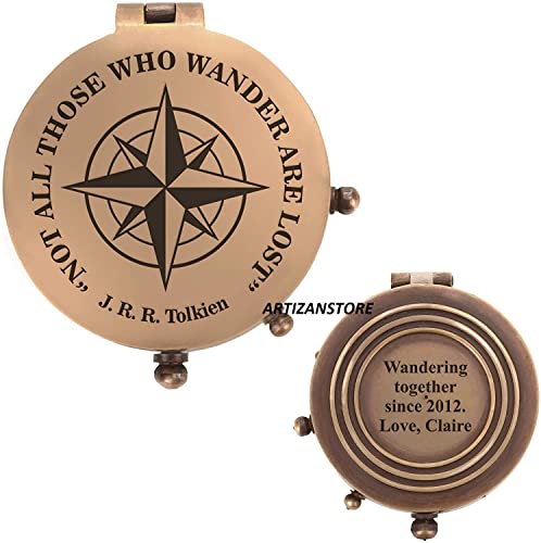 Brújula personalizada de latón vintage con estuche de cuero miniatura 3