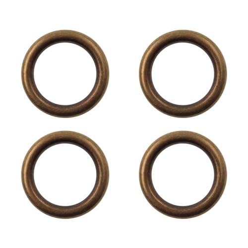 Brass O Ring,Strong O-Ring Circle,TTZEZE Solid Loop Buckle O Ring,Welded Ring,Weaver Leather O-Ring,4PCS Metal Ring Hardware for DIY Dia. 3.5cm/1.38'' Thickness 0.5cm/0.2'', Antiqu...