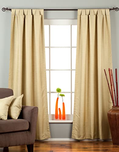 Indian Selections Olive Green Tab Top Matka Raw Silk Curtain/Drape