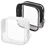 VALICLUD 2 Pcs Clear Pvc Makeup Bags with Zipper, Small Transparent Cosmetic Bags for Travel Essentials, Mini Makeup Organizer Pouches for Toiletries and Accessories
