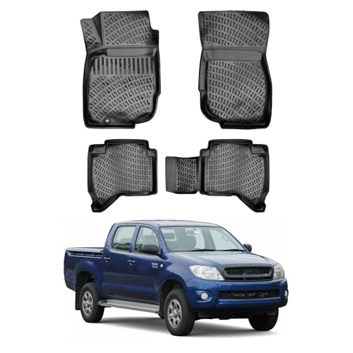 Floor Mats for Toyota Hilux 2004-2015 Front & Rear Car Mat Set, Black