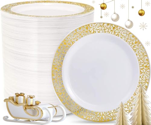 supernal 100pcs Gold Plastic Plates, 10.25 supernal 100pcs Gold Plastic Plates, 10.25