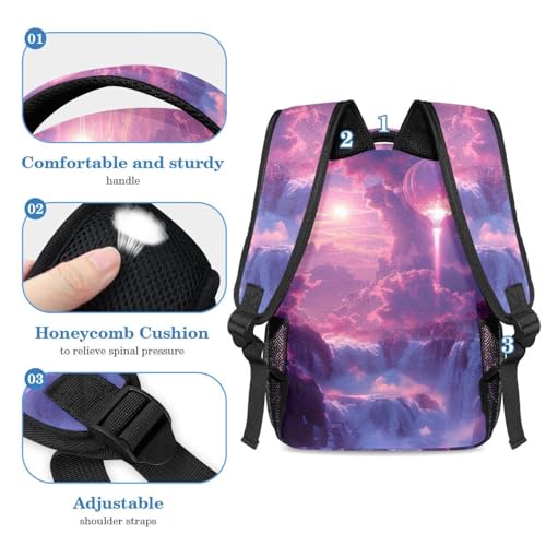 Sac à dos scolaire montgolfière rose multicolore avec trousse - 4