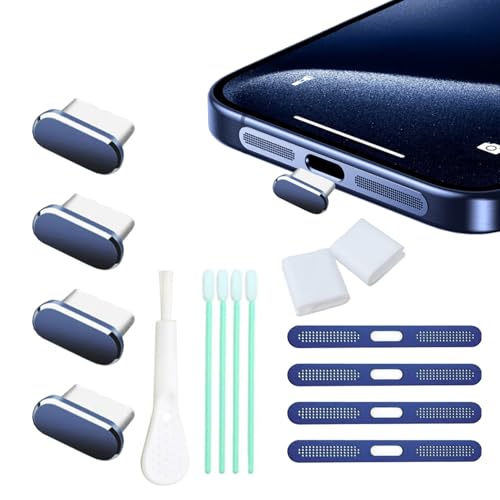 Capuchon de port de charge haut de gamme en métal bleu foncé pour iPhone 17 Pro