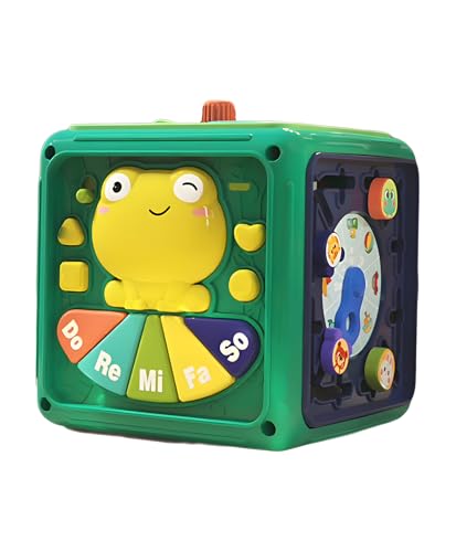 Image of Frog Musical Activity Cube for Babies | Multifunctional Montessori Early 6 Sides Learning Toy with Music & Shape Sorter | Infant Development Gift Toy for Toddlers, Boys & Girls, Pack of 1