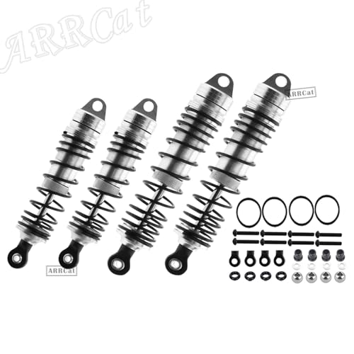 ARRCat RC Shocks Upgrades Parts for Ecx 1/10 2WD Ruckus Axe Brutus Circuit AMP MT AMP DB AMP Crush K&N Torment,4PCS Front Rear Aluminum Big Bore Shocks Full Metal Dampers Hops Up Absorbers,Silver