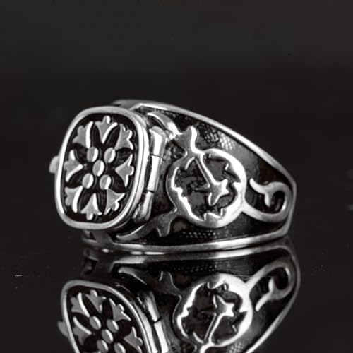 Sterling Silver Hidden Compartment Ring for Men - 925 Silver Poison Box Ring, Unique Secret Storage Jewelry4