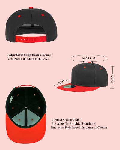 Image of Gelante Plain Blank Flat Brim Adjustable Snapback Baseball Caps LOT 6 Pack
