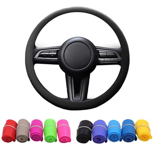 Imgjsx Cool Non-Slip Silicone Steering Wheel Protector, Steering Wheel Protective Cover, Non-Slip Car Steering Wheel Cover, Soft Silicone Steering Wheel Cover (Black)