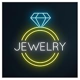 Hängende Kunst Leuchtreklamen Neonschild Jewelry LED-Licht Für Zimmer, Edelsteinladen, Geschäft, Bar, Club, Café, Geschäftseröffnung, Wandkunst-Dekor, Dimmbar, Beleuchtete Lampe, 50cm