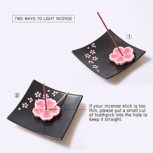 Oavand P2-VWDV-Y48G Japanese Ceramic Handmade Cute Cherry Blossom Incense Stick Holder Or Incense Burner Holder thumb #4