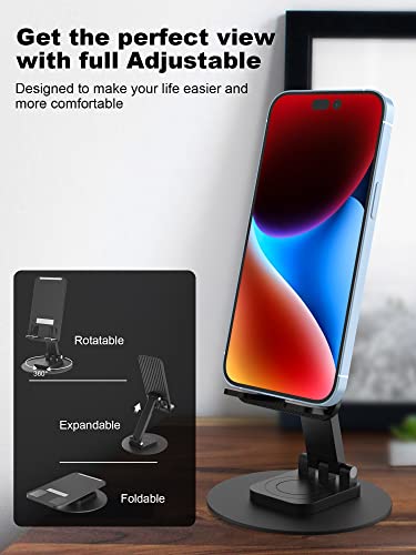 Xunicute Rotatable Phone Stand For Desk Full Adjustable Foldable Cell Phone Holder - Portable Cellphone Cradle Dock For Travel And Desktop Use - Compatible With Iphones, Ipads, Android Smartphones #TOP3