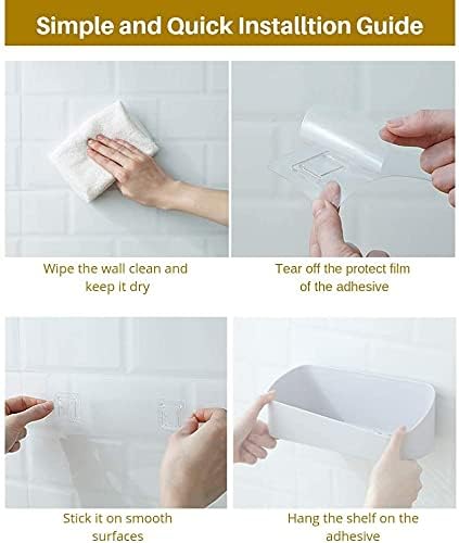 Miniatura 9 de SUNFICON Paquete de 3 unidades adhesivas para ducha montadas en la pared, organizador de estante de baño, estante de almacenamiento sin perforación,