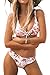CUPSHE Blumen und Streifen Beidseitig Bikini, Mehrfarbig, M