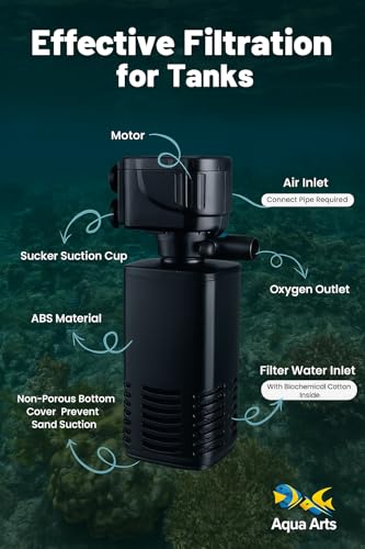 Image of 4 in 1 Aquarium Filter for Fish Tank | Submersible Oxygen Pump, Water Circulation & Filtration System, Low Power Motor