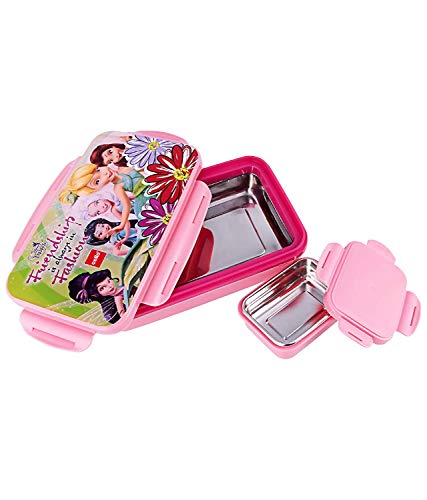 CELLO HI-Lunch Big Deluxe Insulated Lunch Box with Inner Steel and Stainless Steel Veg Box, Attractive Fairies Print, Pink CELLO HI-Lunch Big Deluxe Insulated Lunch Box with Inner Steel and Stainless Steel Veg Box, Attractive Fairies Print, Pink