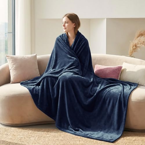 CozyLux Flanell Kuscheldecke XXL Marine Blau – Bild 2