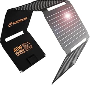 FlexSolar Solarpanel 40W, Solarladegerät PD2.0 USB-C, QC3.0 USB-A und DC