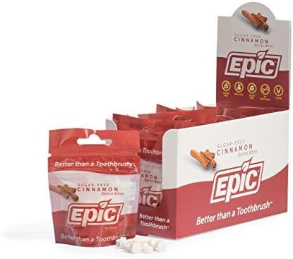 Epic Xylitol Mints - Sugar Free & Aspartame Free Mints Sweetened w/Xylitol for Dry Mouth & Gum Health (Cinnamon, 40-Piece Pouch, 10 Pouches)