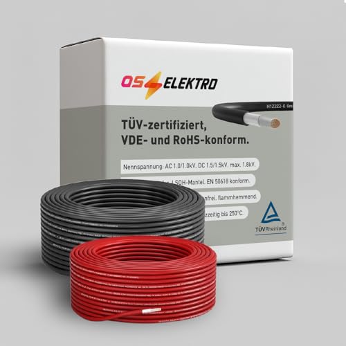 Oss Elektro | Solar Kabel | H1Z2Z2-K | 6mm2 | TÜV geprüft (Schwarz 100m)