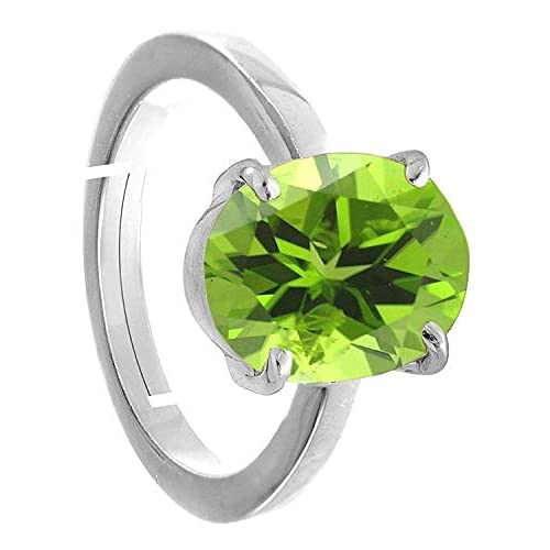 Bague réglable plaquée argent et péridot vert naturel, le cadeau idéal - 2